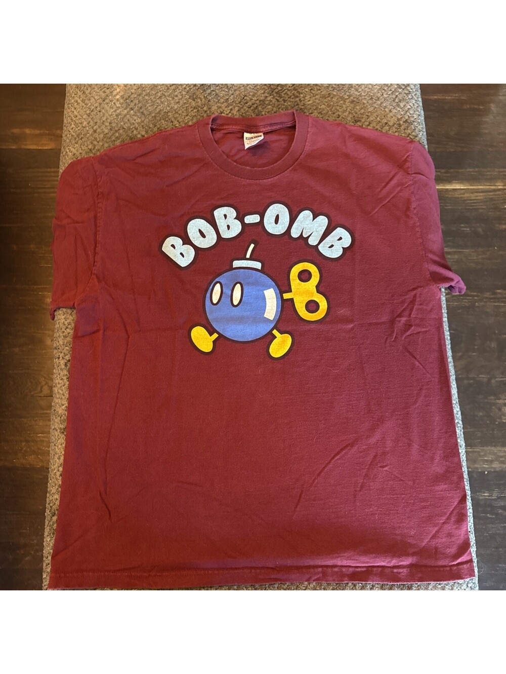 Jerzees Bob-Omb Super Mario Rare HTF Graphic T-Shirt Adult XL Maroon Y2K Tee